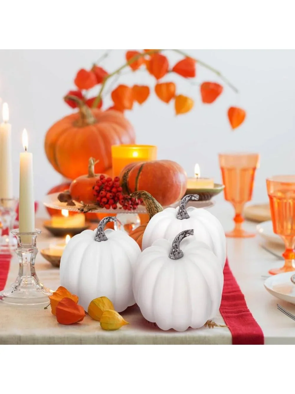 20 Pcs White Foam Artificial Pumpkins for Fall Harvest Decor - Autumn Home